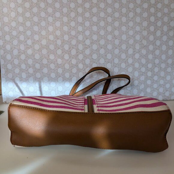 Tommy Hilfiger Women's Pink & White Stripe Satchel With Zips - Picture 12 of 14